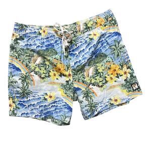 Marine Layer Men's Mahalo Swim Trunks Shorts in Tropical Print Size Medium